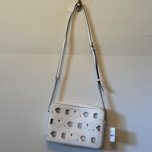 Michael Kors white leather cross body bag. New with tags